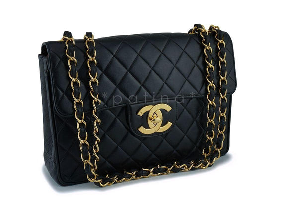 Chanel Vintage Black Jumbo Classic Flap Bag 24k GHW - Boutique Patina