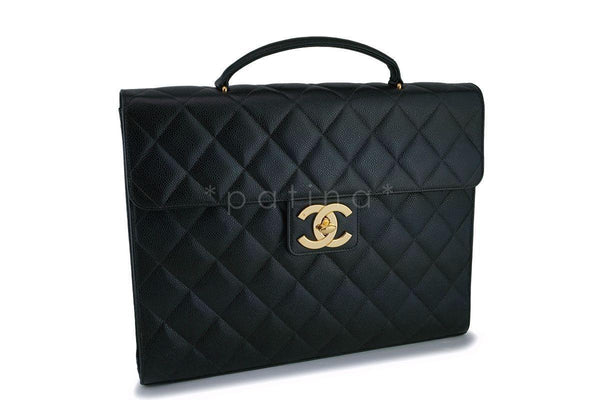 Chanel Vintage Black Caviar Briefcase Tote Bag 24k GHW - Boutique Patina
