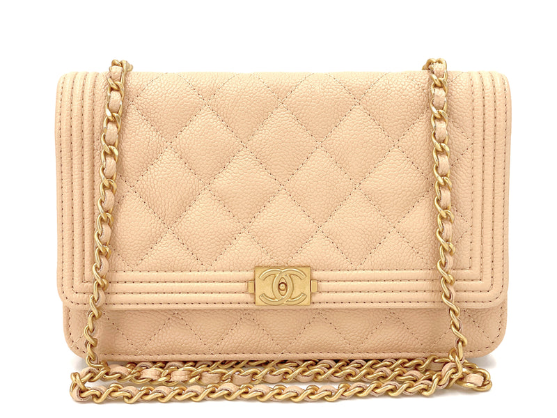 Pristine Chanel 2016 Beige Clair Caviar Boy Wallet on Chain WOC Flap B –  Boutique Patina