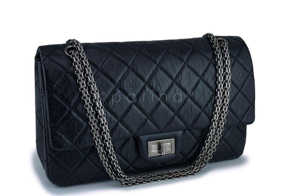 Chanel Black Classic 227 Large 2.55 Reissue Jumbo Flap Bag RHW - Boutique Patina