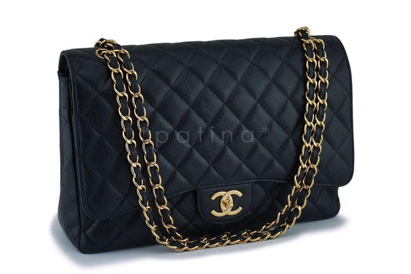 Chanel Black Caviar Maxi "Jumbo XL" Classic Double Flap Bag GHW - Boutique Patina