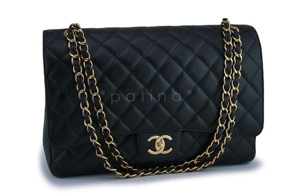 Chanel Black Caviar Maxi "Jumbo XL" Classic Double Flap Bag GHW - Boutique Patina
