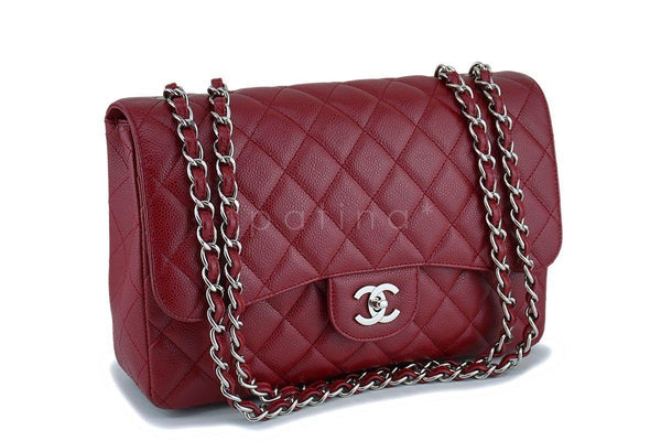 Chanel Red Caviar Large Jumbo Classic Flap Bag SHW - Boutique Patina