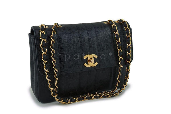 Chanel Vintage Black Caviar Medium Classic Mademoiselle Flap Bag - Boutique Patina