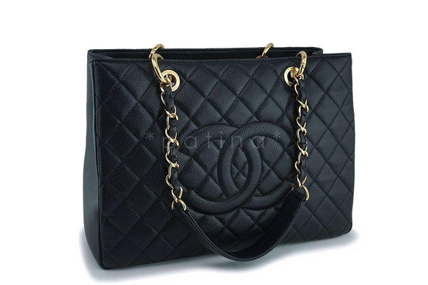 Chanel Black Leather Chevron Shopper Tote - circa 2013-2014 - NWT