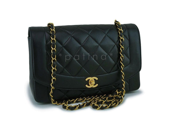 Chanel Vintage Black Medium Classic Diana Flap Bag 24k GHW - Boutique Patina