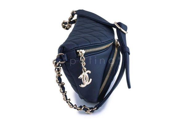NIB 19P Chanel Blue Caviar Business Affinity Fanny Pack Waist Belt Bag GHW - Boutique Patina