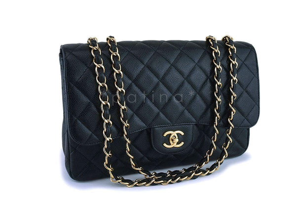 Chanel Black Caviar Classic Jumbo Flap Bag GHW - Boutique Patina