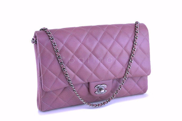 Chanel Mauve Pink-Violet Caviar Classic Timeless Clutch Flap w Chain Bag RHW - Boutique Patina