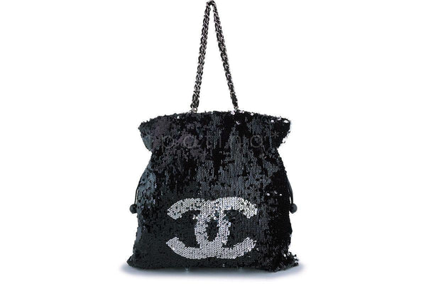 Chanel Silver XL LIMITED Summer Nights Reversible Sequins Hobo Tote Bag - Boutique Patina