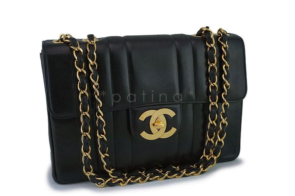 Chanel Vintage Black Lambskin Mademoiselle Jumbo Classic Flap Bag 24k GHW - Boutique Patina