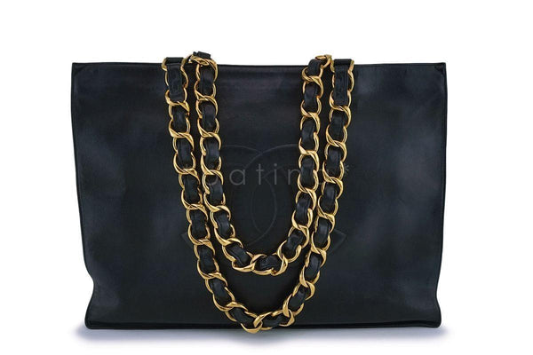 Chanel Vintage Black Chunky Chain Classic Tote Bag 24k GHW - Boutique Patina