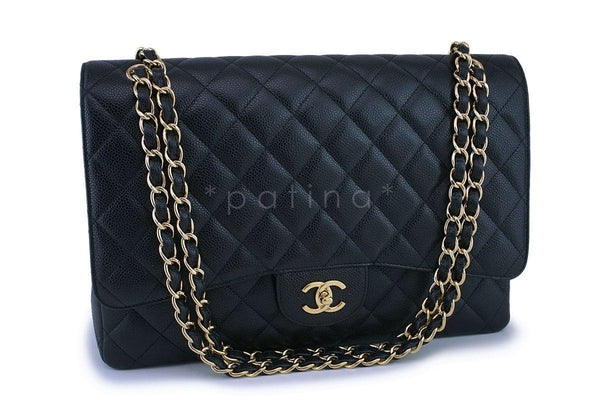 Pristine Chanel Black Caviar Maxi "Jumbo XL" Classic Flap Bag GHW - Boutique Patina