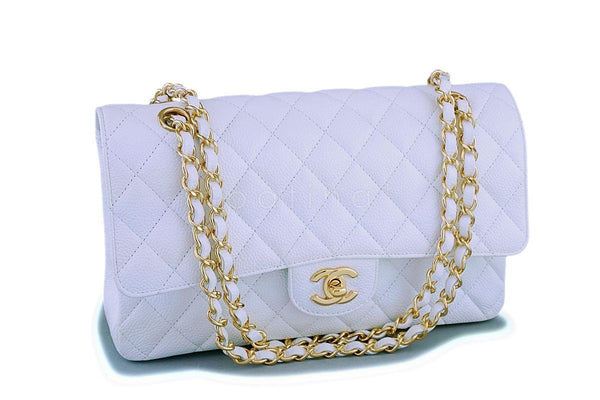 Chanel White Caviar Medium Classic Double Flap Bag GHW - Boutique Patina