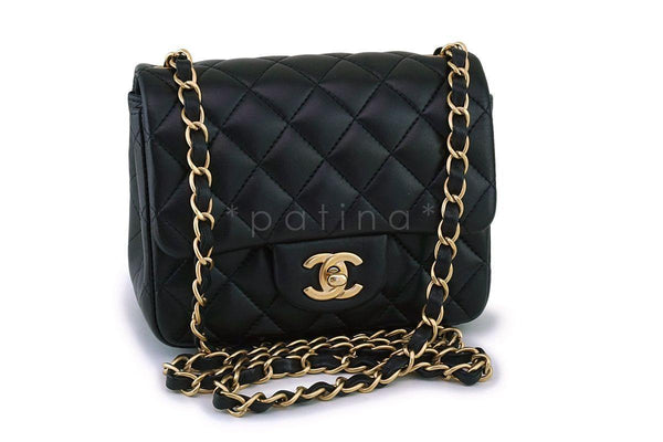 Chanel Black Lambskin Square Mini Classic Flap Bag GHW - Boutique Patina