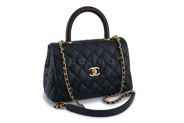 NIB 19A Chanel Black Caviar Coco Handle Mini/Small Flap Bag GHW - Boutique Patina