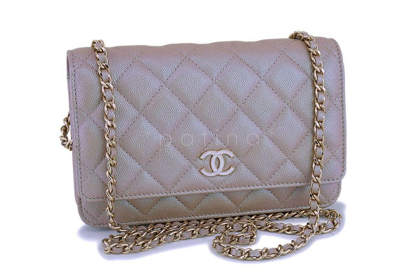 NIB 19S 100%AUTH Chanel Iridescent Pink Caviar Leather Zip Long Wallet Gold  CC