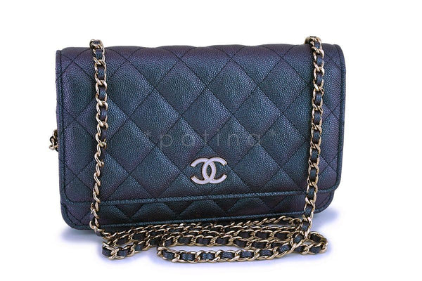 Chanel 21K Silver WOC Mini Wallet On Chain Gold Charm Shoulder Crossbody Bag