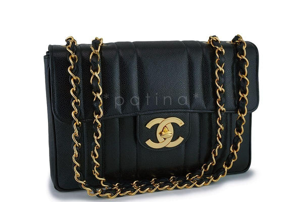 Chanel Black Vintage Caviar Mademoiselle Jumbo Classic Flap Bag 24k GHW - Boutique Patina