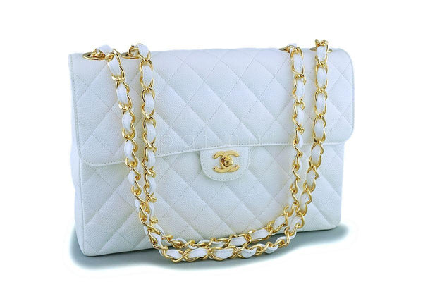 Chanel Classic Jumbo Double Flap, White Caviar Leather, Gold Hardware, As  New in Box MA001 - Julia Rose Boston