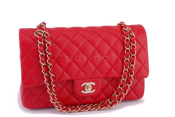 NIB 19B Chanel Red Caviar Medium Classic Double Flap Bag GHW - Boutique Patina