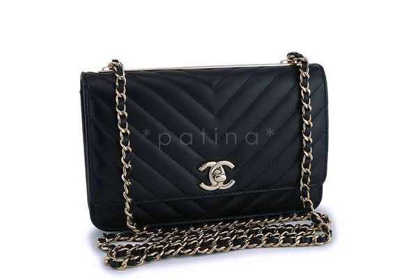 NIB Chanel Black Classic Trendy CC Wallet on Chain WOC Mini Flap Bag GHW - Boutique Patina