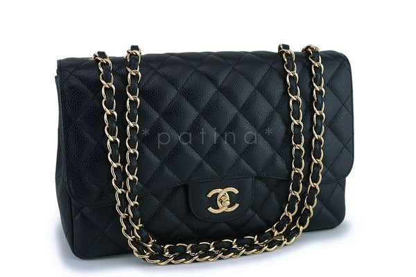 Chanel Black Caviar Classic Jumbo Flap Bag GHW - Boutique Patina