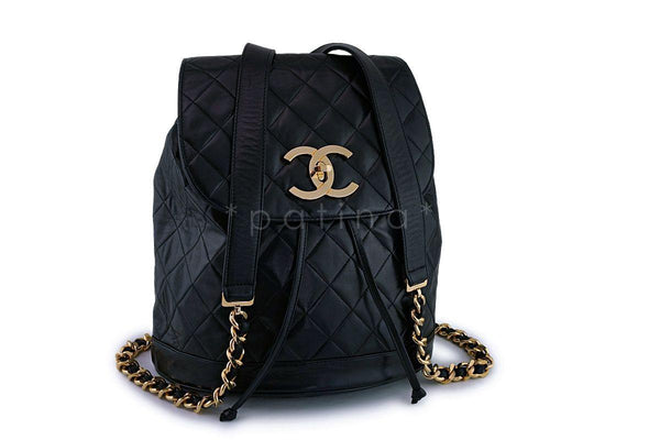 Chanel Vintage Black Lambskin Oversized CC Backpack Bag 24k GHW - Boutique Patina