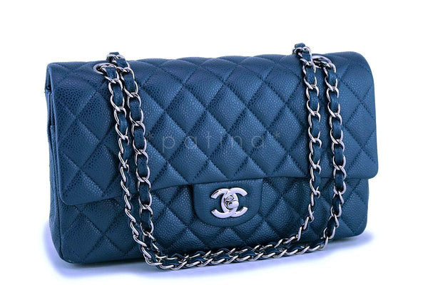 Chanel Marine Blue Caviar Medium Classic Double Flap Bag SHW - Boutique Patina