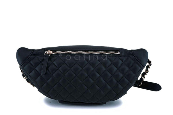 NIB Chanel Black Calfskin "Pocket" Banane Fanny Pack Belt Waist Bag GHW - Boutique Patina