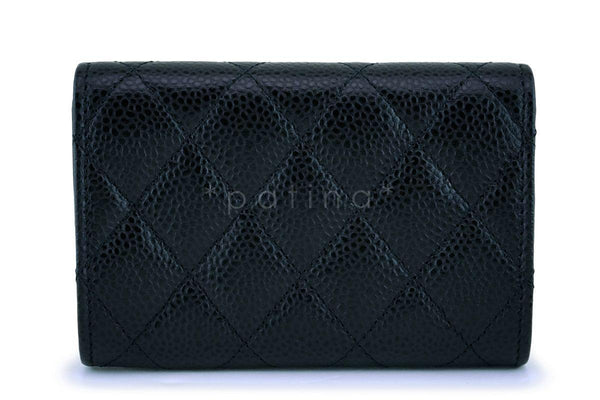 NIB Chanel Black Caviar Classic Card Holder Wallet Case SHW - Boutique Patina