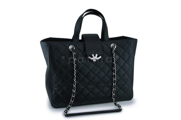 Chanel Black Quilted Caviar 2-Way Clasp Tote SHW - Boutique Patina