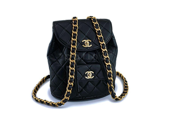 Chanel Black Lambskin Vintage Classic Backpack Bag 24k GHW - Boutique Patina