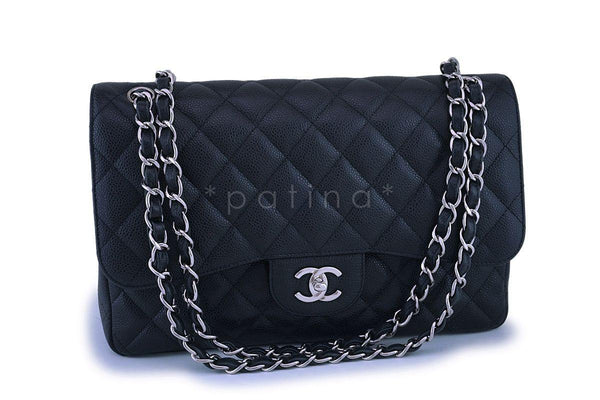 Chanel Black Caviar Jumbo Classic Double Flap Bag SHW - Boutique Patina