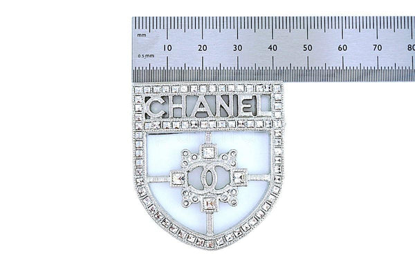 NIB Chanel Classic Crest Shield Logo Brooch A85908 Crystals SHW - Boutique Patina