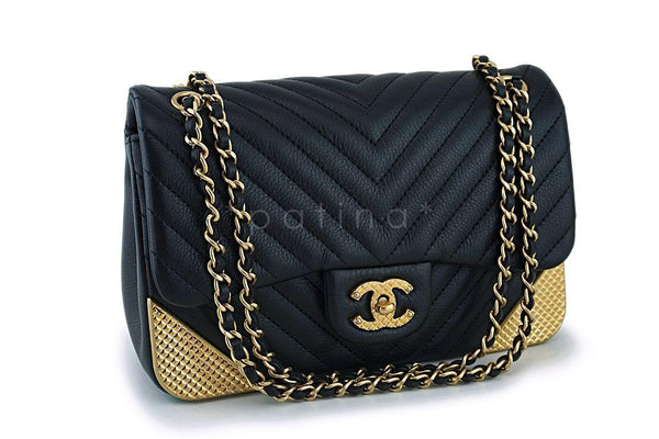 Chanel Black Limited Rock the Corner Rectangular Mini Chevron Classic Flap Bag GHW - Boutique Patina