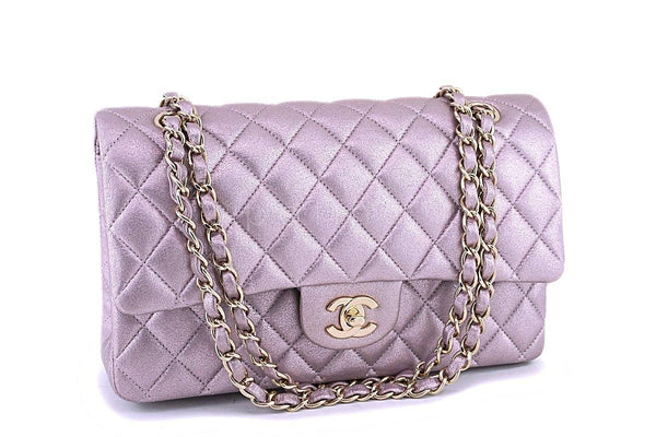 Rare Chanel 14B Rose Gold Metallic Pink Goatskin Classic Double Flap Bag - Boutique Patina