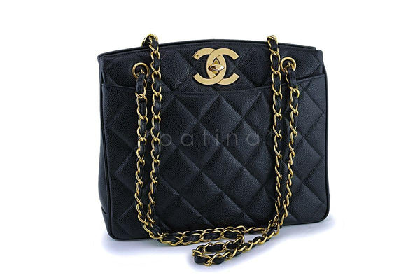 Chanel Vintage Black Caviar Classic Timeless Tote Bag 24k GHW - Boutique Patina