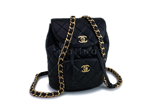 Chanel Vintage Black Lambskin Classic Backpack Bag 24k GHW - Boutique Patina
