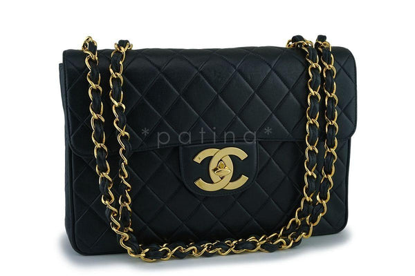 Chanel Vintage Lambskin Jumbo Classic Flap Bag 24k GHW - Boutique Patina