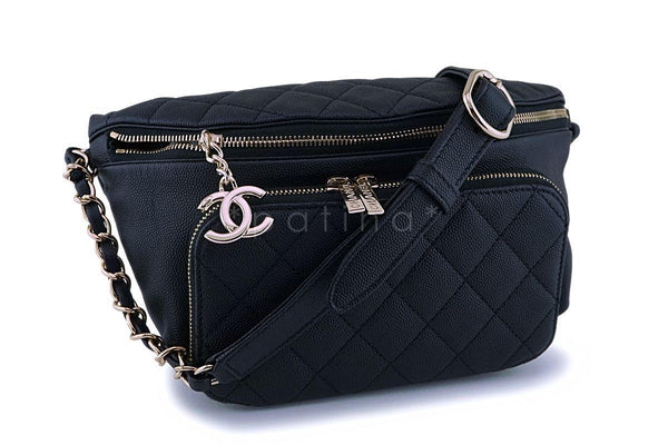 NIB Chanel Black Caviar Business Affinity Fanny Pack Waist Belt Bag GHW - Boutique Patina