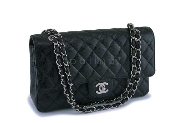 Chanel Black  Caviar Medium Classic Double Flap Bag SHW - Boutique Patina