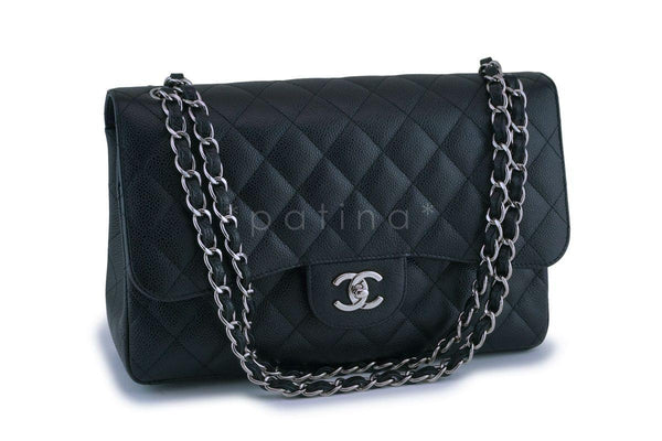 Chanel Black Caviar Jumbo Classic Double Flap Bag SHW - Boutique Patina