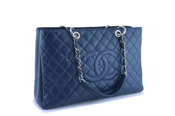 Chanel Navy Blue Caviar Grand Shopper Tote XL Bag SHW - Boutique Patina
