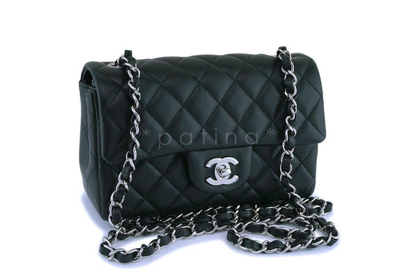 NIB Chanel Black Lambskin Rectangular Mini Classic Flap Bag SHW - Boutique Patina