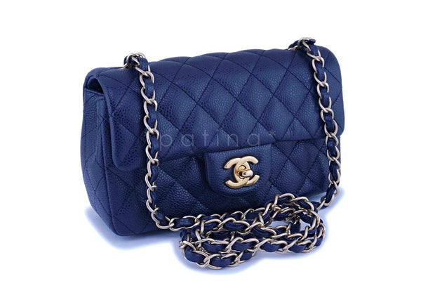 Chanel Navy Blue Caviar Rectangular Mini Classic Flap Bag GHW - Boutique Patina