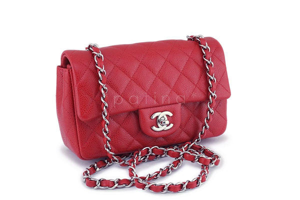 Chanel Red Caviar Rectangular Mini Classic Flap Bag SHW - Boutique Patina