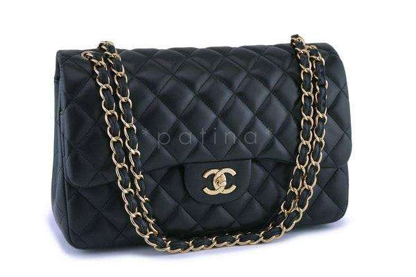 Chanel Black Lambskin Jumbo Classic Double Flap Bag GHW - Boutique Patina