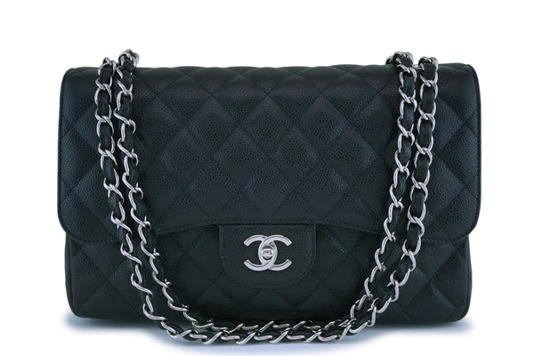 Chanel Black Caviar Jumbo Classic Double Flap Bag SHW