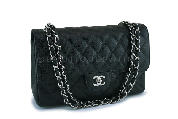 Chanel Black Caviar Jumbo Classic Double Flap Bag SHW